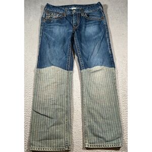 True Religion Jeans Men 34 (32x30) Custom Patchwork Straight Leg Billy Big T